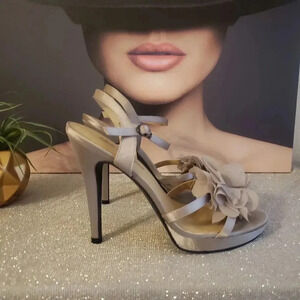 Lulu Townsend Bellow Taupe Satin Heels